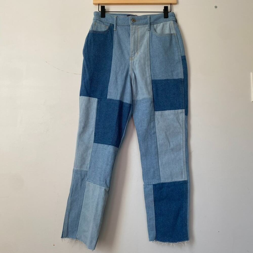 Hollister Womens Patchwork Jeans Size 27 x 27 Boho Hippie Straight Leg High Rise